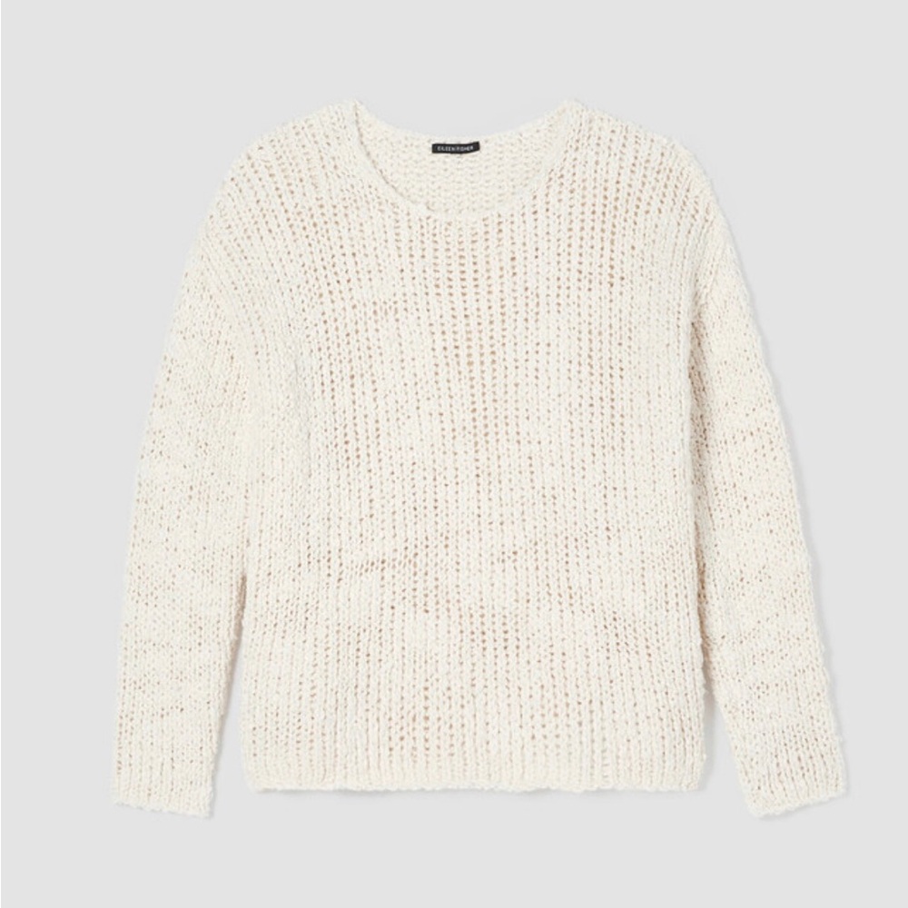 Eileen Fisher Peruvian Organic Cotton Lofty Slub Round Neck Crewneck